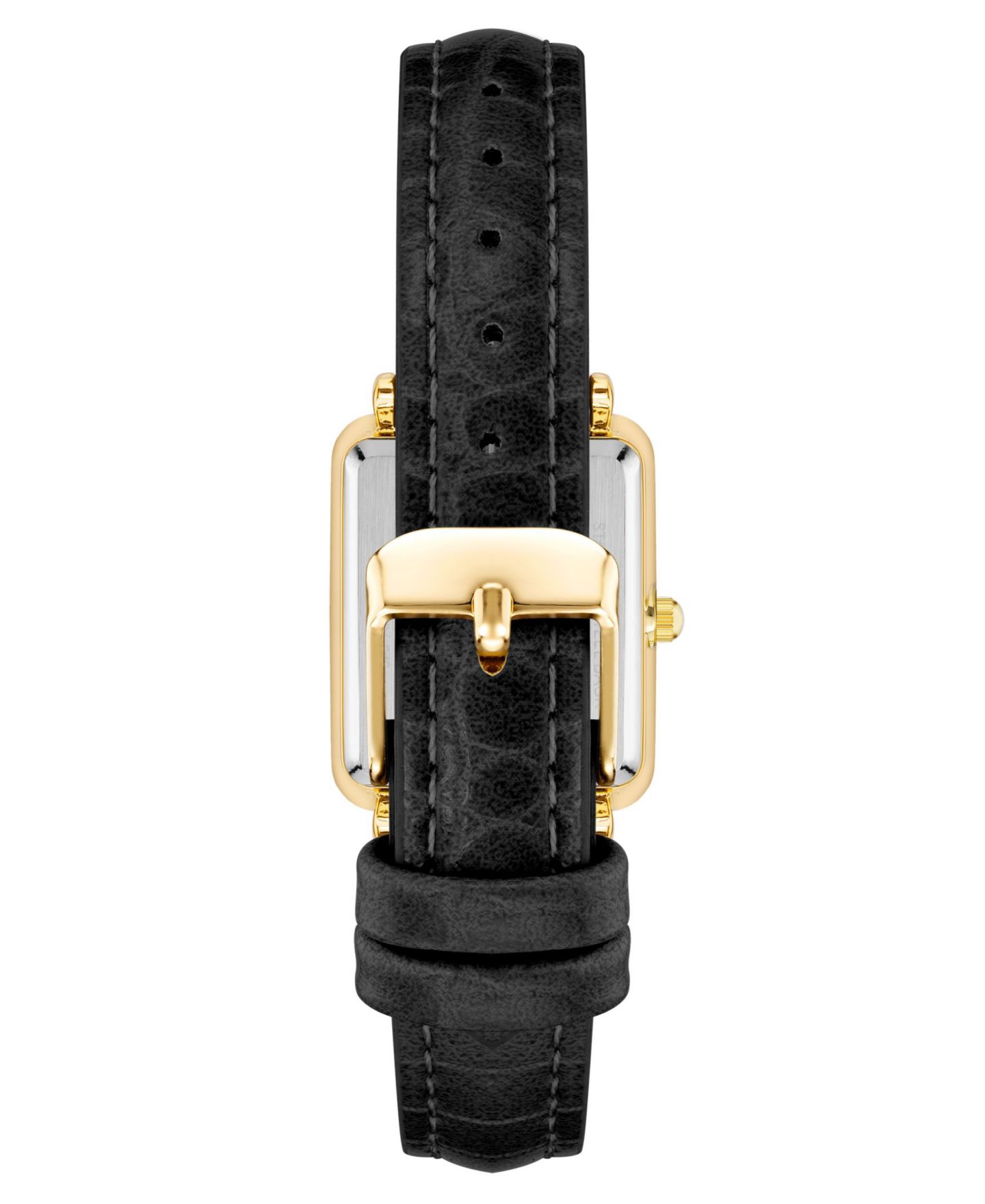 Женские часы Anne Klein Watch in Black Faux Leather with Gold-Tone Lugs, 24x36.3mm — фото 3