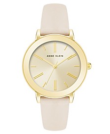 Women's Watch in Beige Vegan Leather with Gold-Tone Lugs, 36mm
