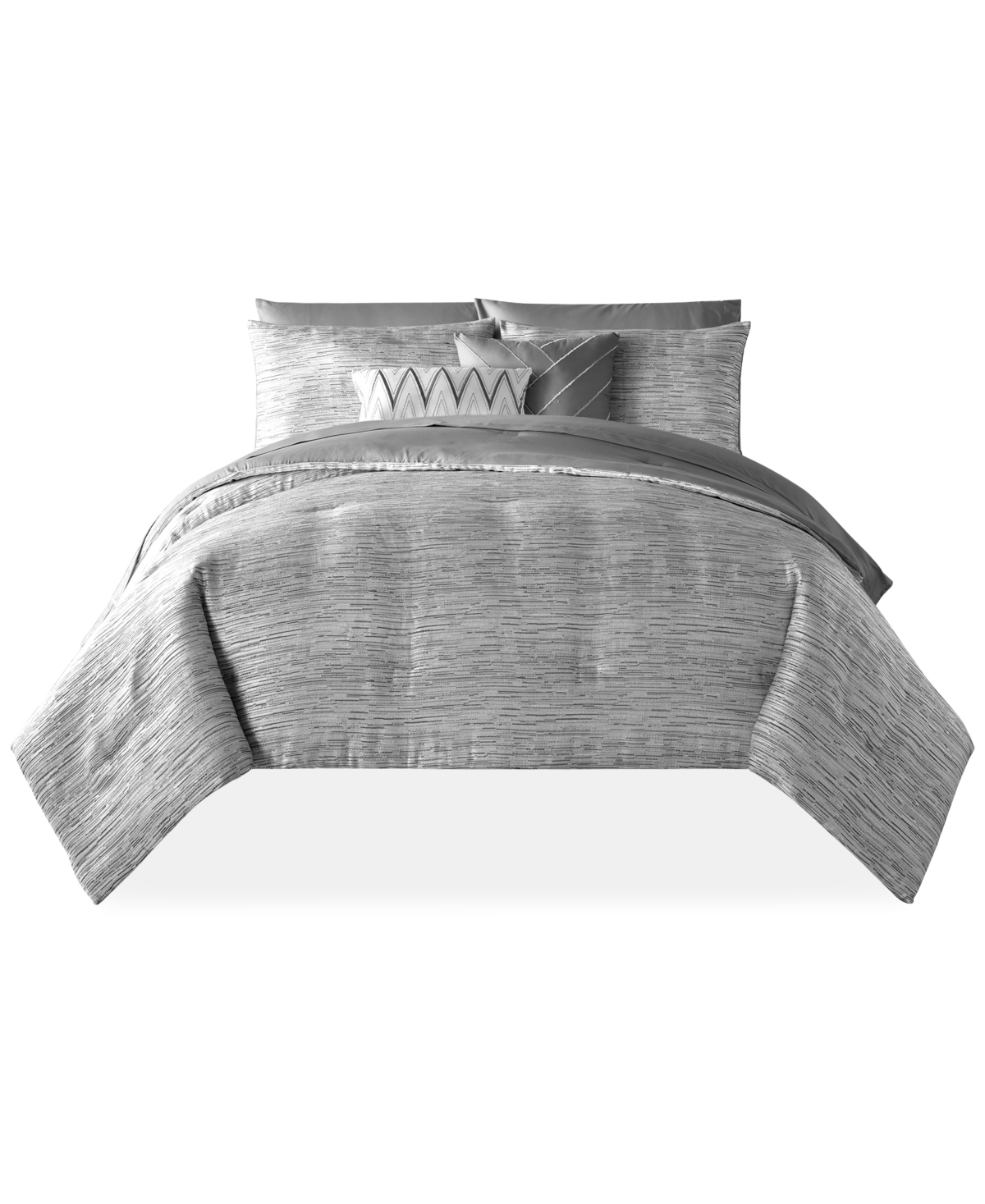 Shop Sunham Broken Stripe 9-pc. Full Comforter Set, Created For Macy's In Grey Multi