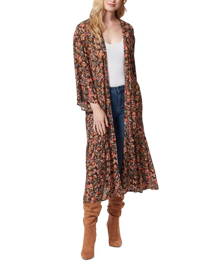 Jessica Simpson Leilani Floral-Print Tiered Kimono Top - Macy's