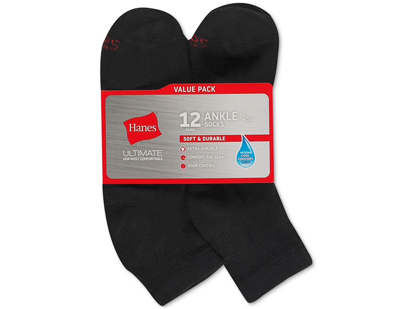 Носки Ultimate для мужчин, низкие, 12 шт. — Hanes, цвет: Чёрный — фото 2