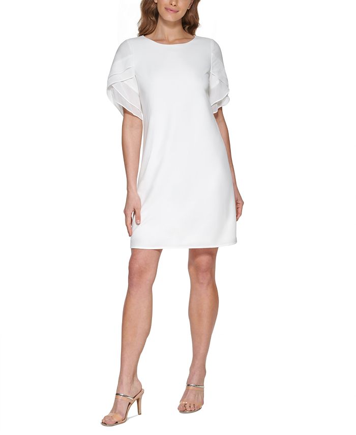 DKNY Petite Chiffon-Sleeve Dress - Macy's