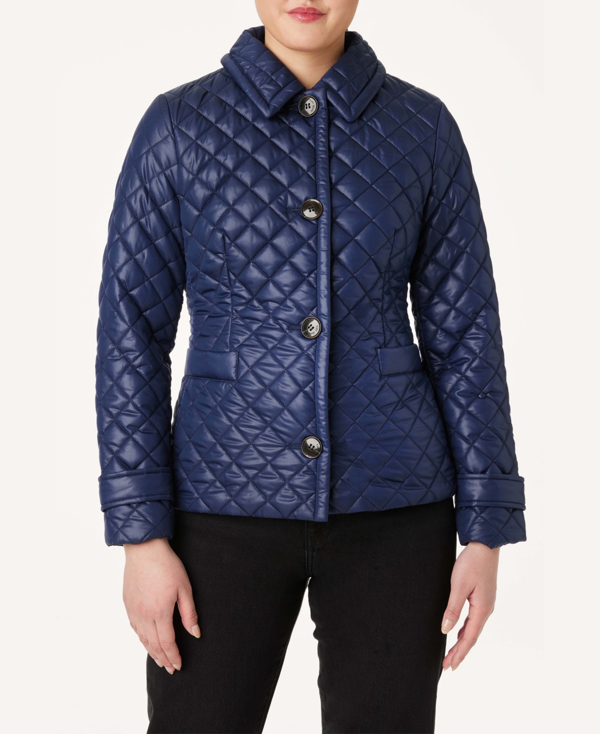 Kate Spade New York Women's Button Down Diamond Quilted Coat In Squid