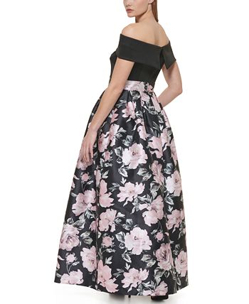 Jessica Howard Floral Skirt Off The Shoulder Ball Gown Macy s