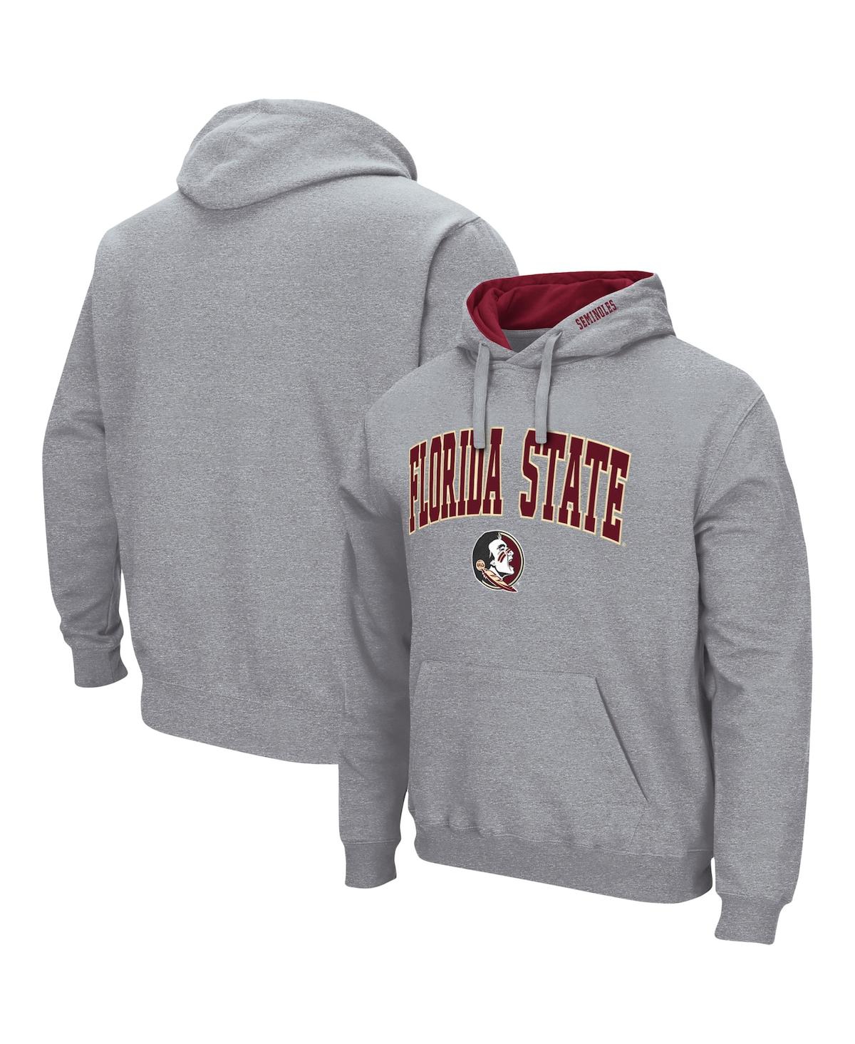 Colosseum Men's Florida State Seminoles Arch & Logo 3.0 Pullover Hoodie In Heathered Gray