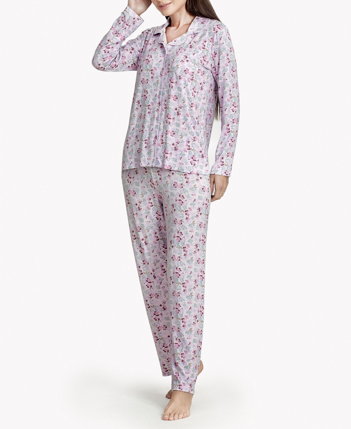 Women's Floral Notes Soft Long-Sleeve Pajama Set - Multi