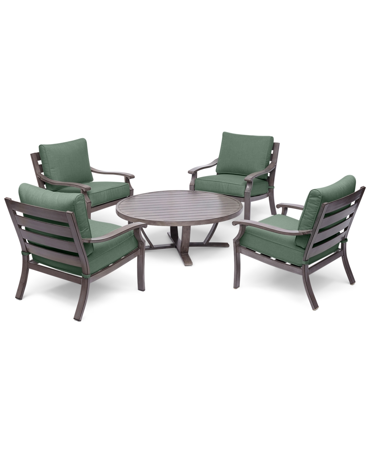 Agio Tara Aluminum Outdoor 5-pc. Seating Set (48" Round Table & 4 Rocker Chairs), Created For Macy's In Outdura Grasshopper