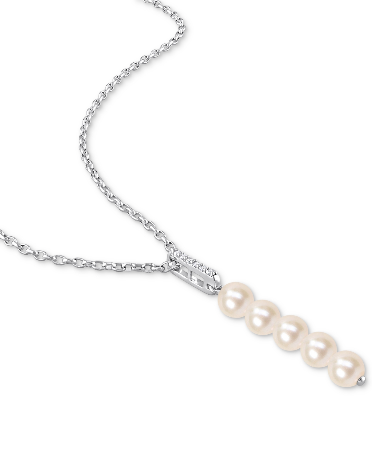 Cultured Freshwater Pearl (5-1/2 - 6mm) & White Topaz (1/5 ct. t.w.) Linear 18