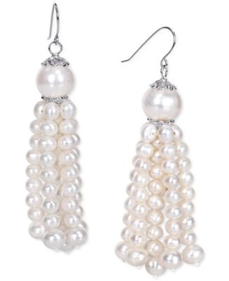 Cultured Freshwater Baroque Pearl (4-1/2 - 11mm) Tassel Drop Earrings ...