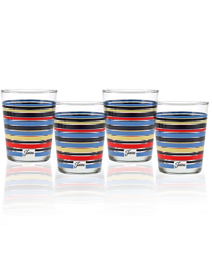Fiesta Scarlet Stripe Set of 4 Double OldFashioned Glasses Macy's
