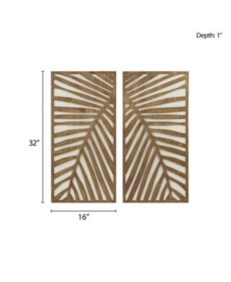 Birch Palms Carved Wall Panel Set, 2 Piece