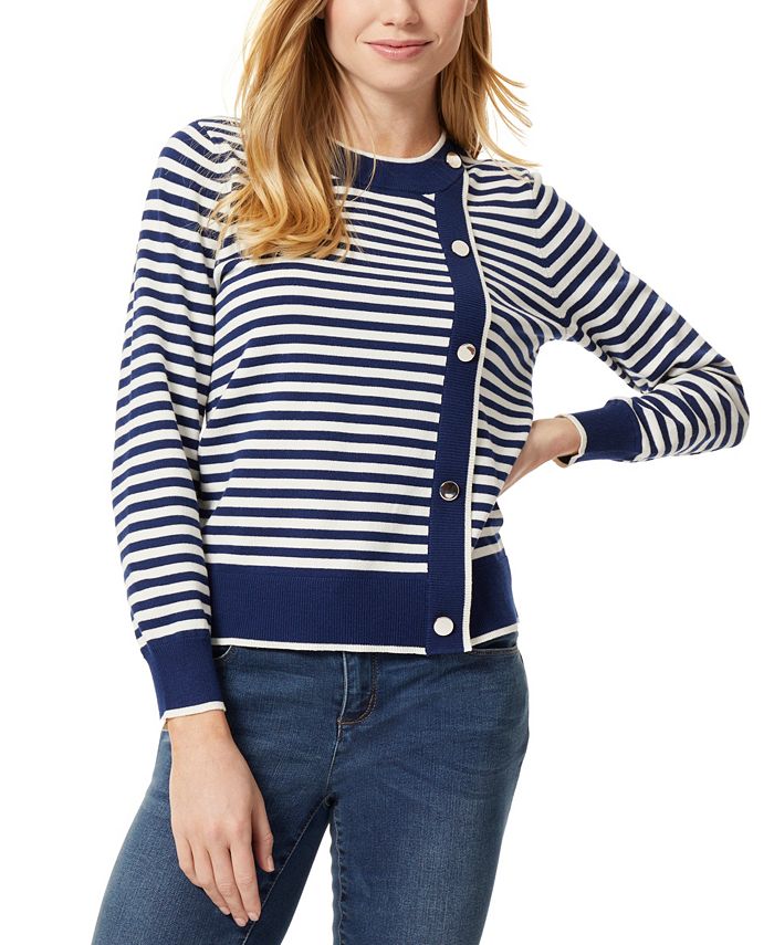 Jones New York Women's Striped Sweater with Buttons - Macy's
