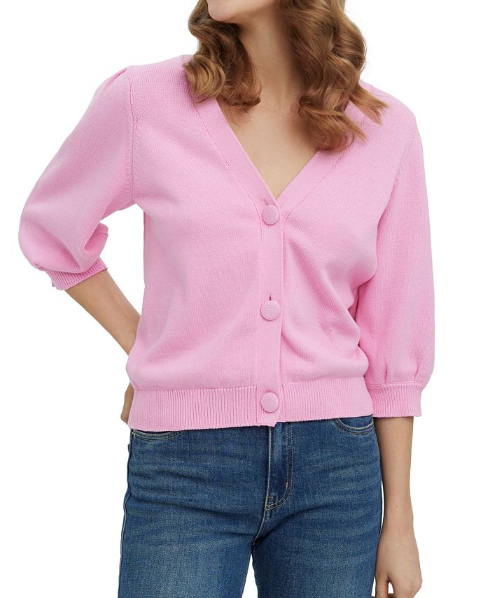 Moda Mayla Puff-Sleeve Cardigan Sweater - Macy's