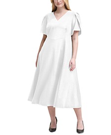 Plus Size Tulip-Sleeve Midi Dress