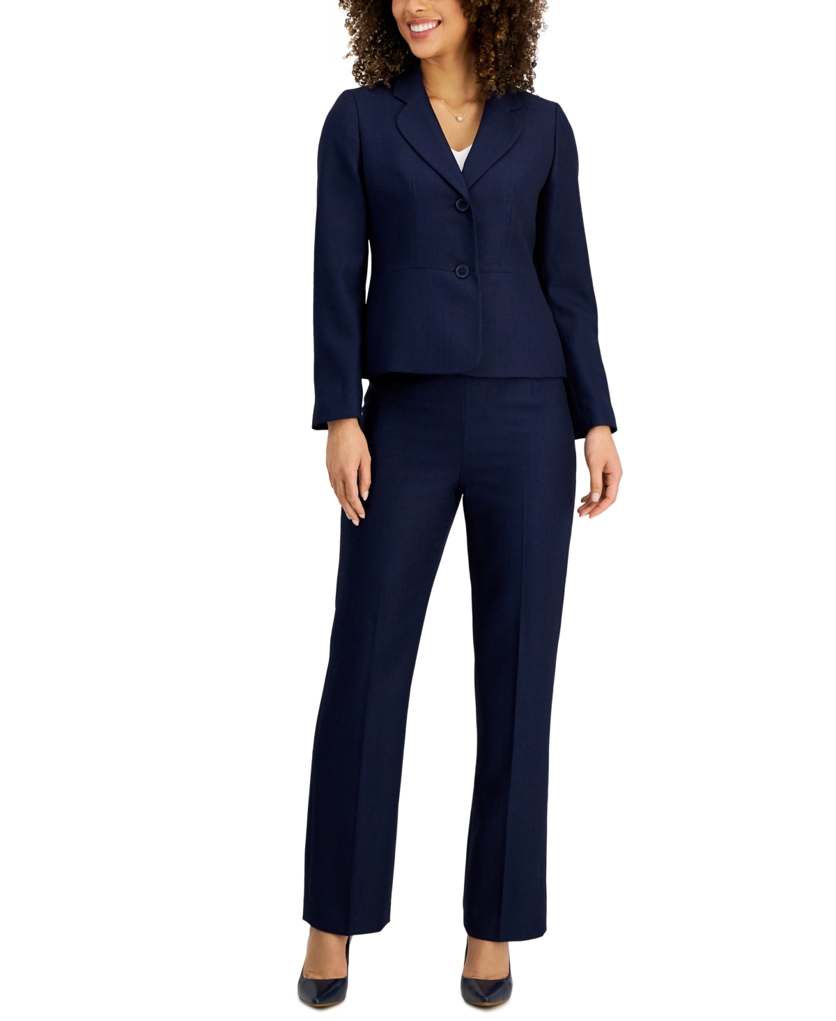 Le Suit Women's Notch-collar Pantsuit, Regular And Petite Sizes In ...