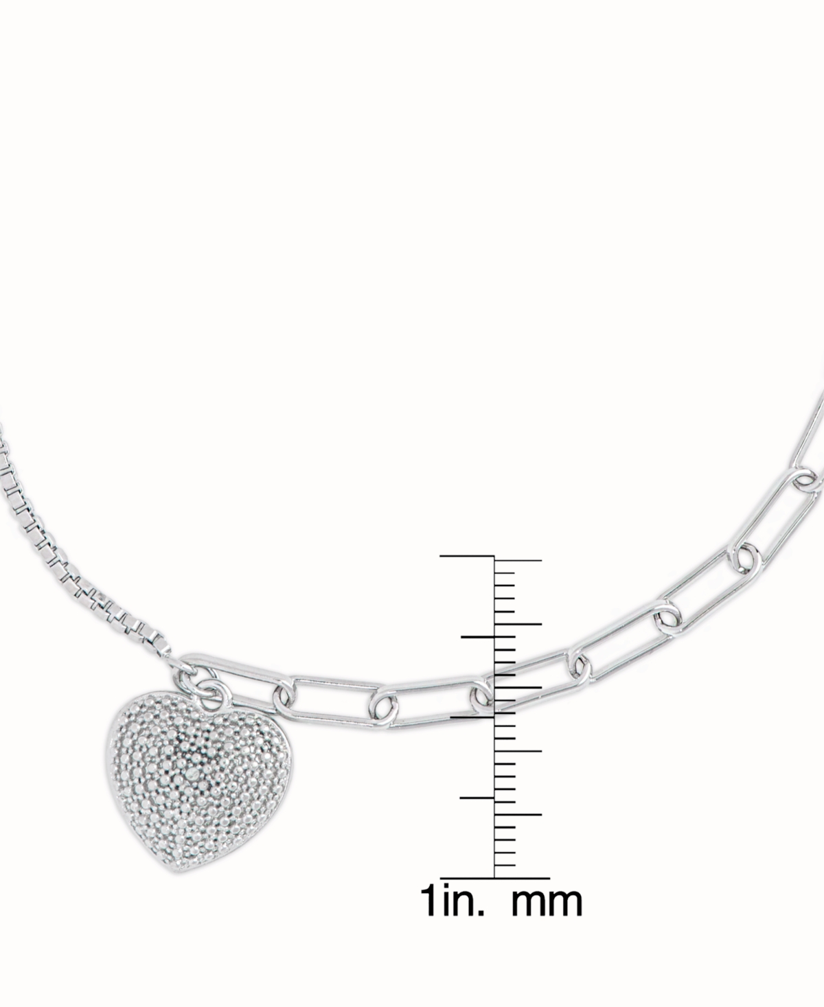Diamond Accent Open Link Heart Bracelet in Fine Silver Plate - Silver-Plated