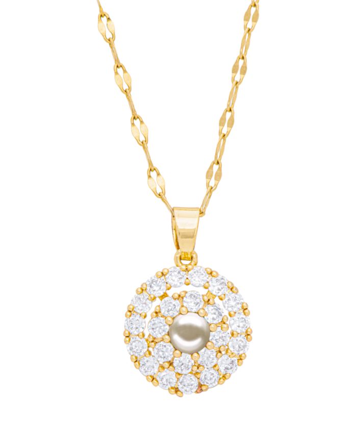 Simulated Gemstone and Cubic Zirconia Spinner Pendant 18" Birthstone