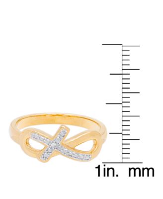 Diamond Accent Cross and Infinity Ring in 14K Gold Plate