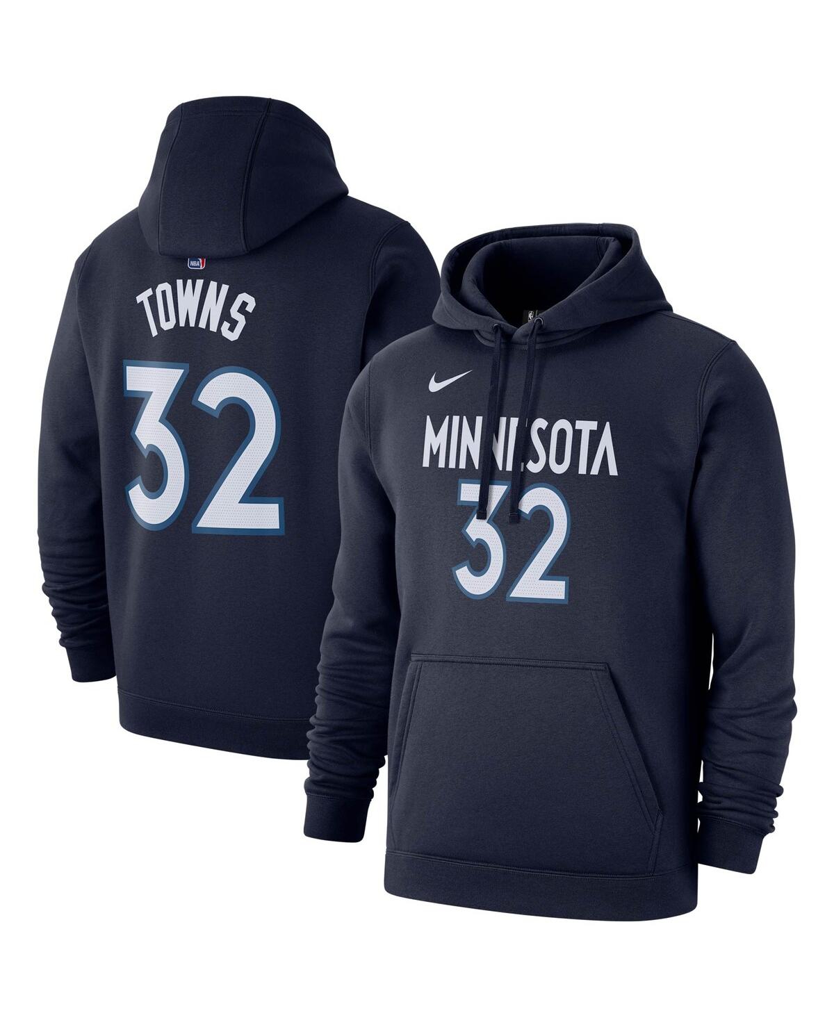 Nike Men's  Karl-anthony Towns Navy Minnesota Timberwolves 2019/20 Name And Number Pullover Hoodie