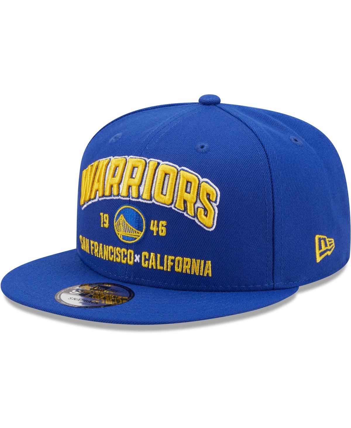 New Era Men's NBA Gs Warriors Logo Sleeked Finish 5950 Fitted Hats