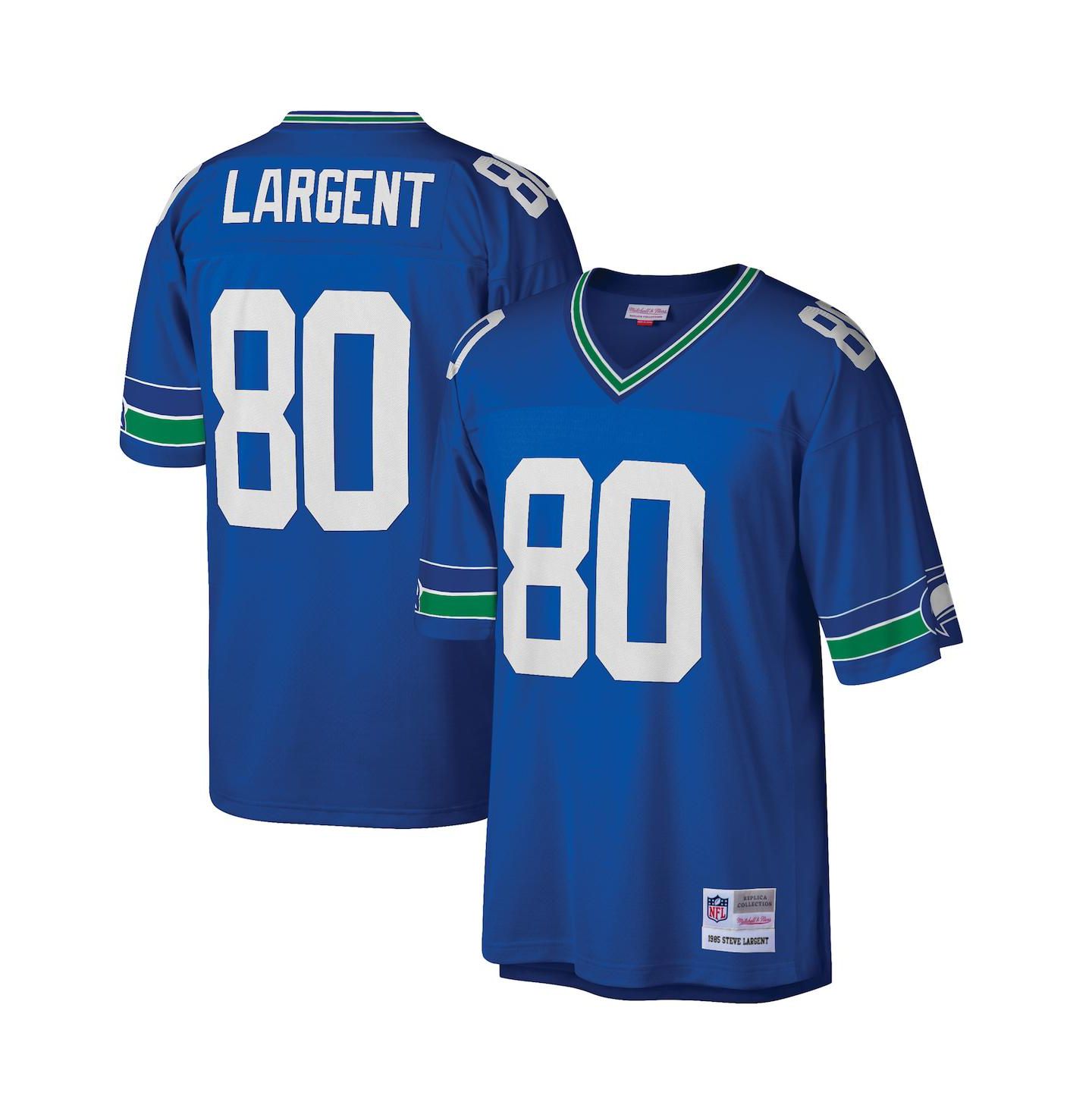 Мужской топ Mitchell & Ness Steve Largent Royal Seattle Seahawks Big and Tall 1985 Retired Player Replica Jersey — фото 1