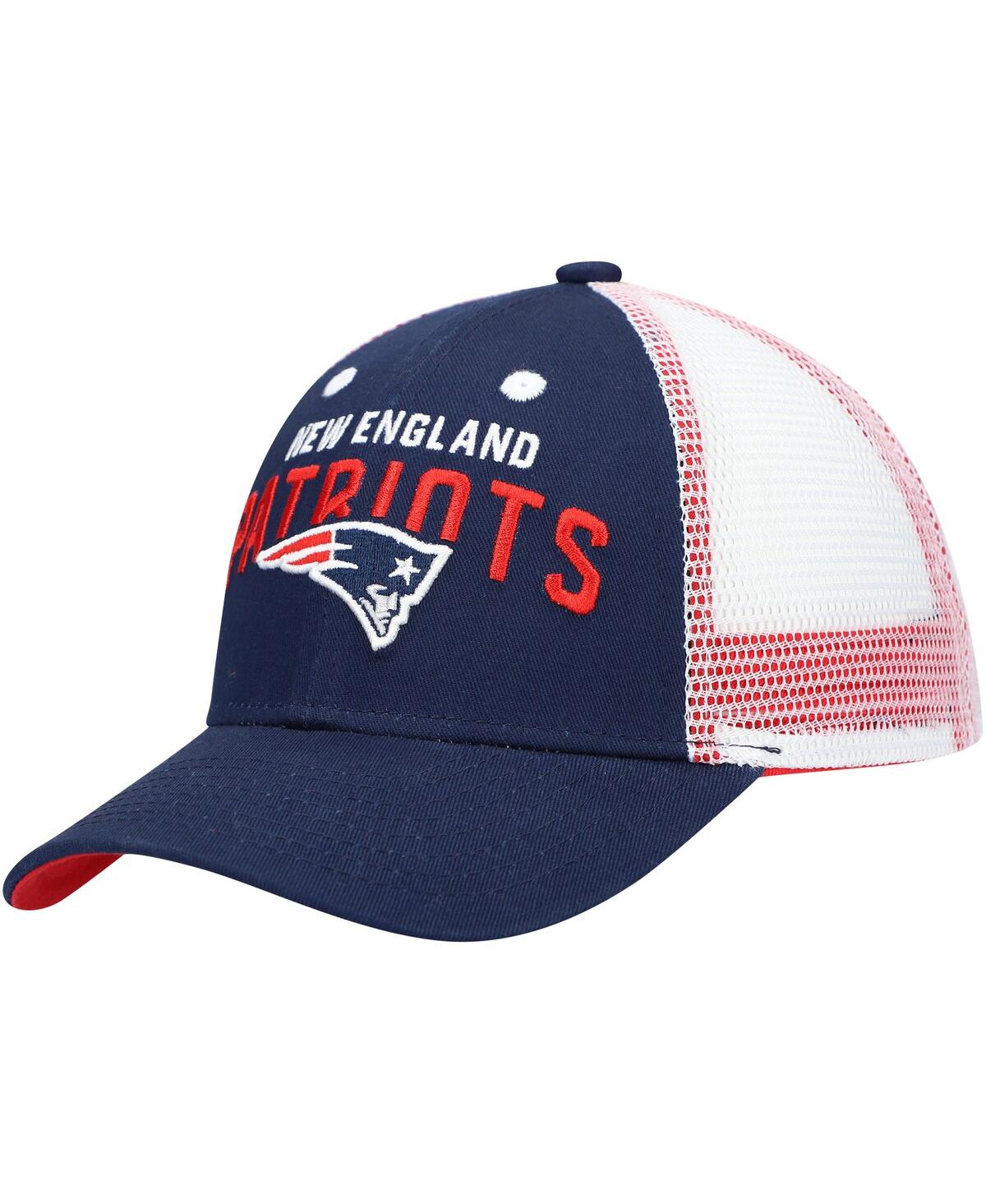 Outerstuff Babies' Preschool Unisex Navy, White New England Patriots Core Lockup Mesh Back Snapback Hat In Navy,white