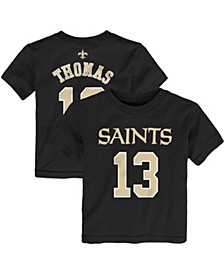 Toddler Boys and Girls Michael Thomas Black New Orleans Saints Mainliner Player Name and Number T-shirt