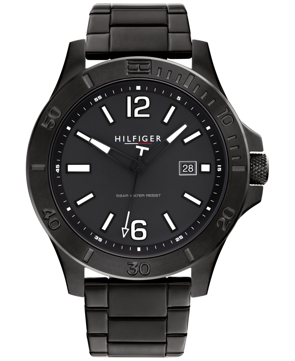 Tommy Hilfiger Men's Black-tone Stainless Steel Bracelet Watch 46mm