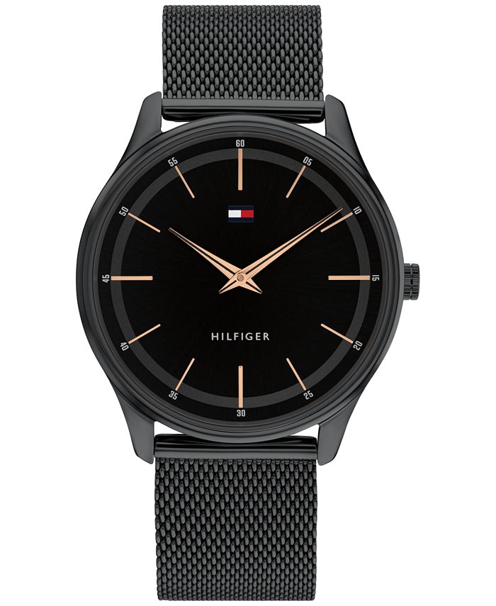 Tommy hilfiger men's black ip mesh bracelet watch hotsell