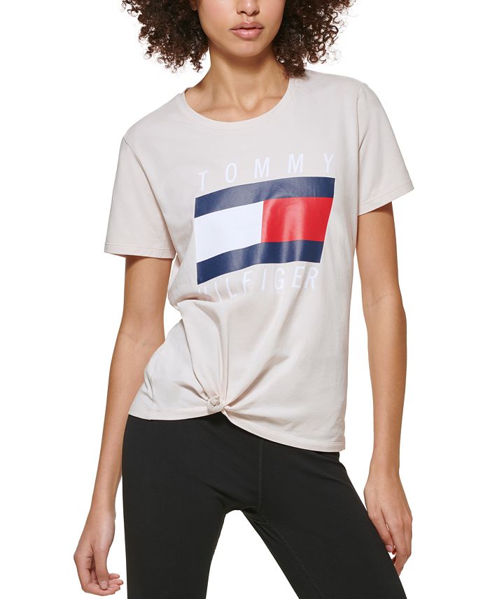 Logo Macy\'s Tie-Front T-Shirt - Hilfiger Tommy