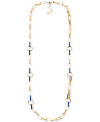 Photo 1 of Alfani Gold-Tone Circle Faux-Leather Inlay Link Strand Necklace, 42" + 2" extender