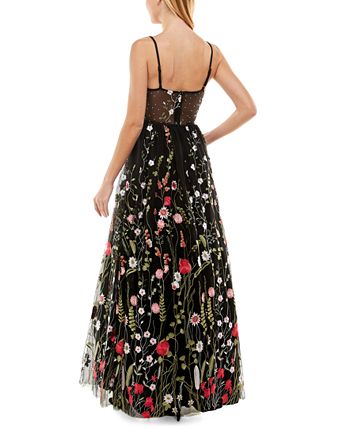 City Studios Juniors' Embroidered Illusion Corset Gown, Created for ...