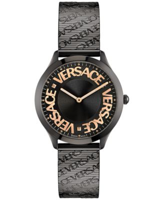 Versace - Women's Swiss Logo Halo Black Ion Plated Stainless Steel Bracelet Watch 38mm