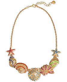 Gold-Tone Crystal Seashell Statement Necklace, 17-1/2" + 2" extender, Created for Macy's