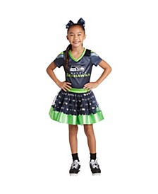 Girls Youth College Navy Seattle Seahawks Tutu Tailgate Game Day V-Neck Costume
