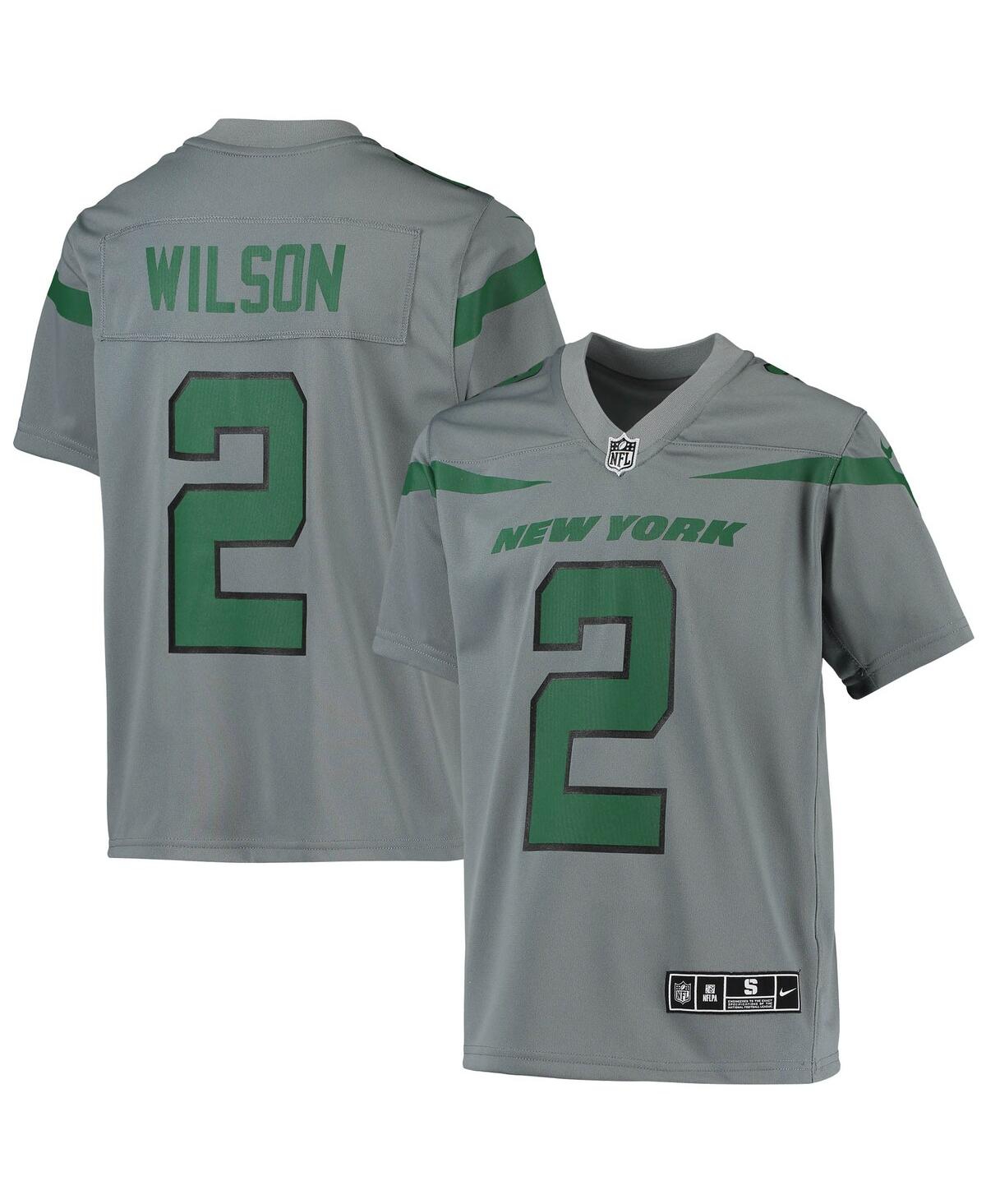 Big Boys Nike Zach WilsonNew York Jets Inverted Team Game Jersey - Gray