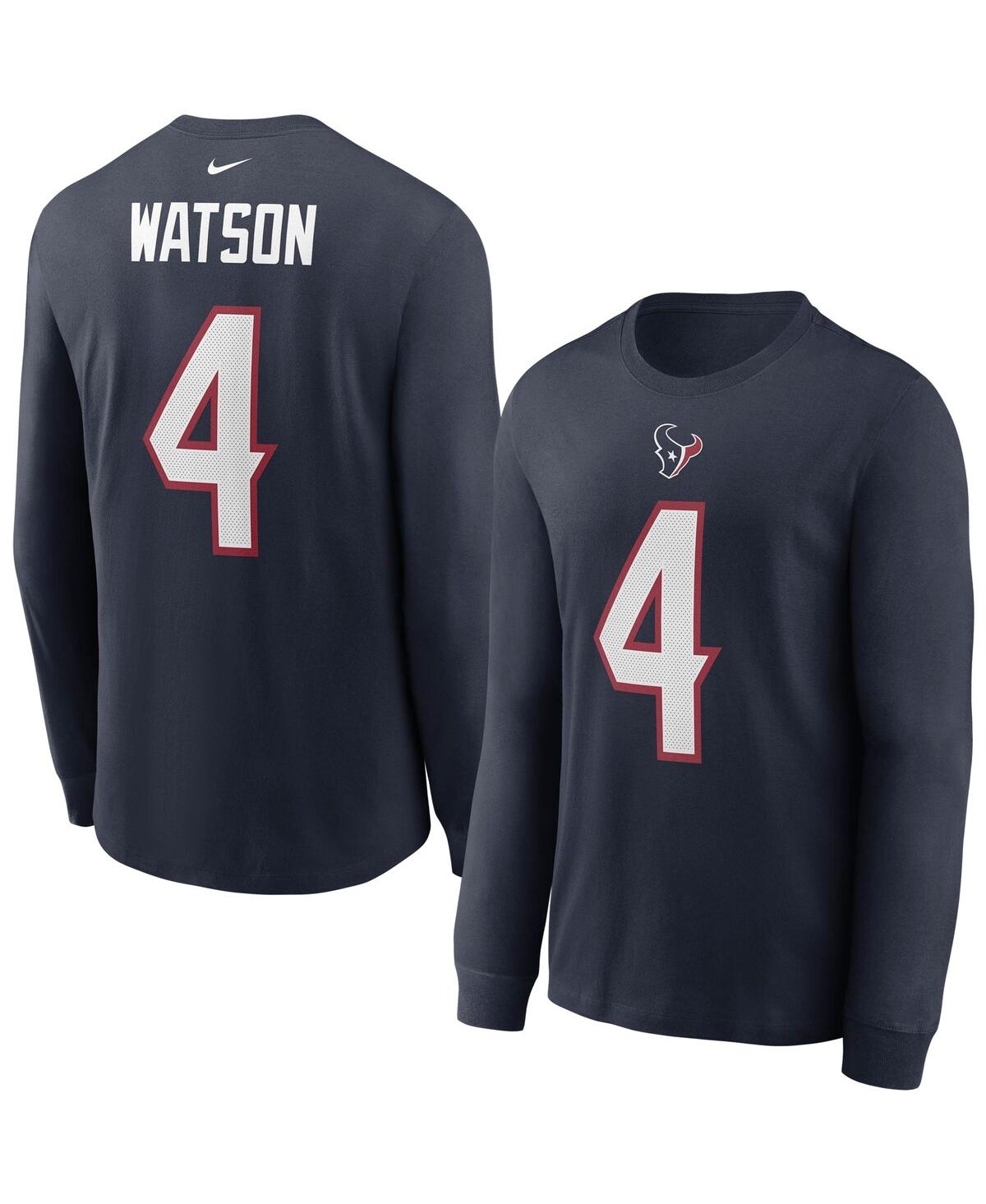 Men's Nike Deshaun WatsonHouston Texans Player Name Number Long Sleeve T-shirt - Navy