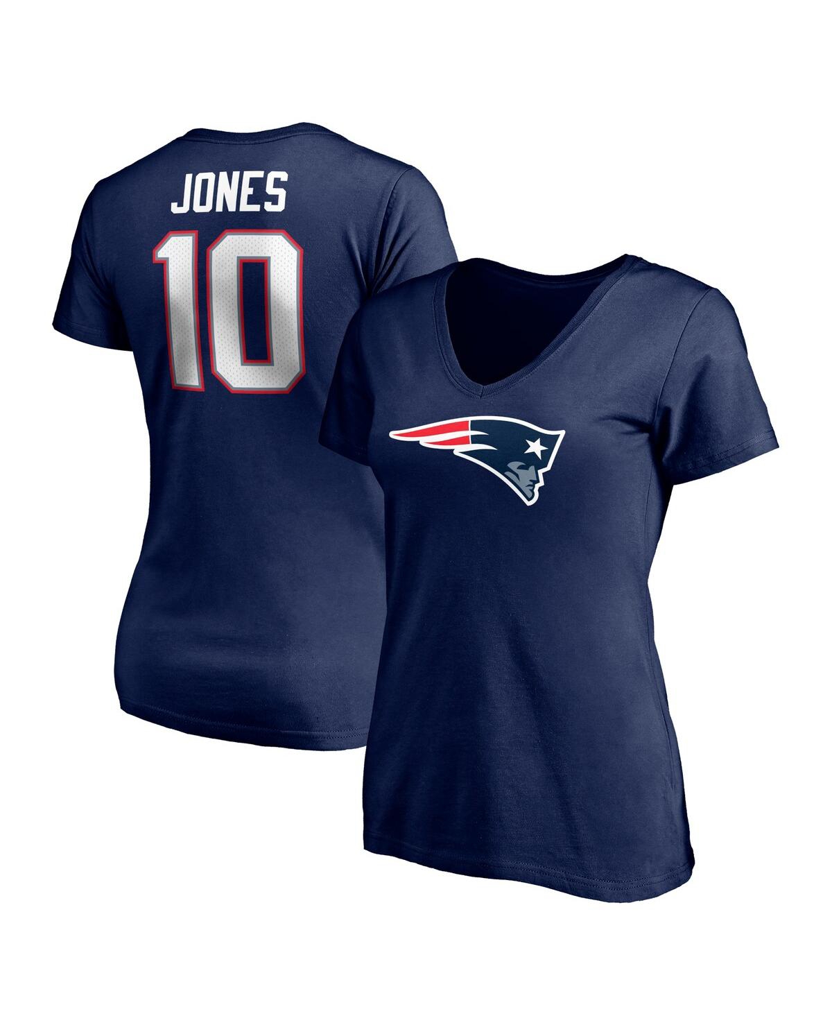 Women's Fanatics Mac JonesNew England Patriots Logo Player Icon Name Number V-Neck T-shirt - Navy