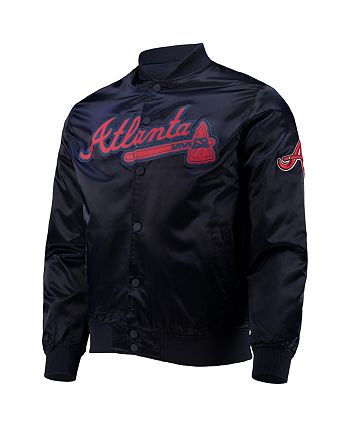 Men's Atlanta Braves Pro Standard Navy Wordmark Satin Full-Snap Jacket