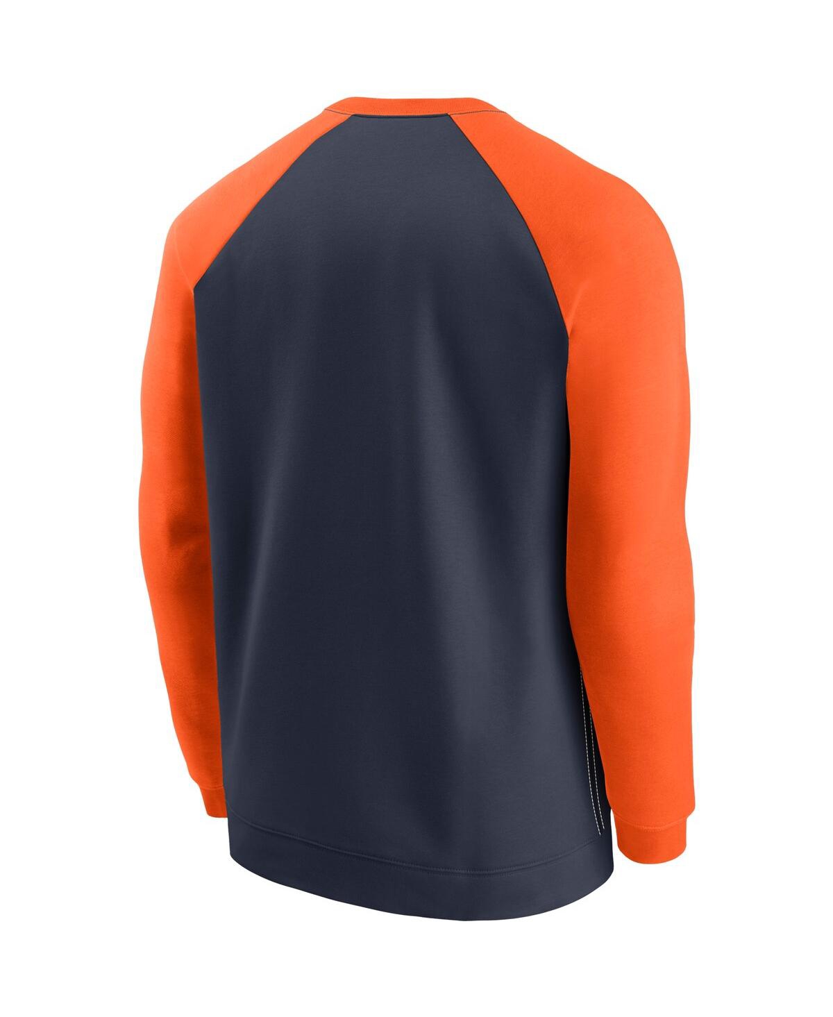 Shop Nike Men's  Navy, Orange Chicago Bears Historic Raglan Crew Performance Sweater In Navy,orange
