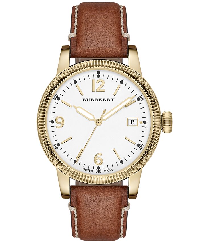 Burberry round leather discount strap watch 38mm