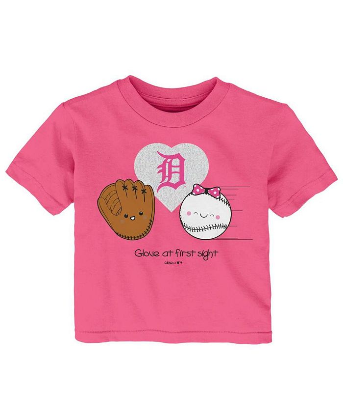 Outerstuff Detroit Tigers Girls Infant I Glove You T-Shirt - Pink