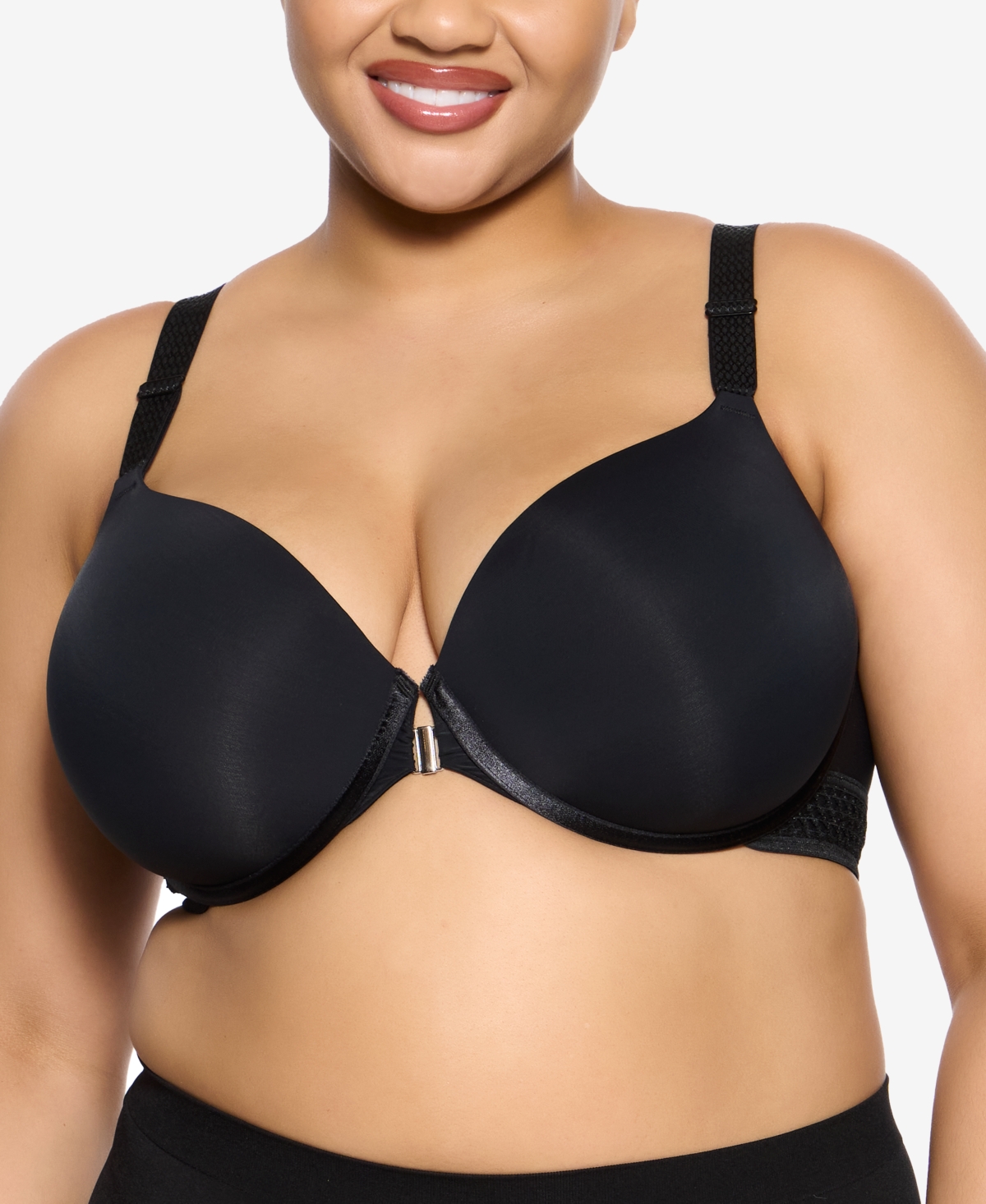 Paramour Women's Body Soft Smoothing Front Close T-shirt Bra In Black