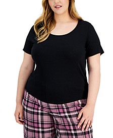 Plus Size Ribbed Short-Sleeve Top, Created for Macy's
