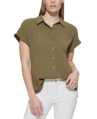 calvin klein women's button down shirt