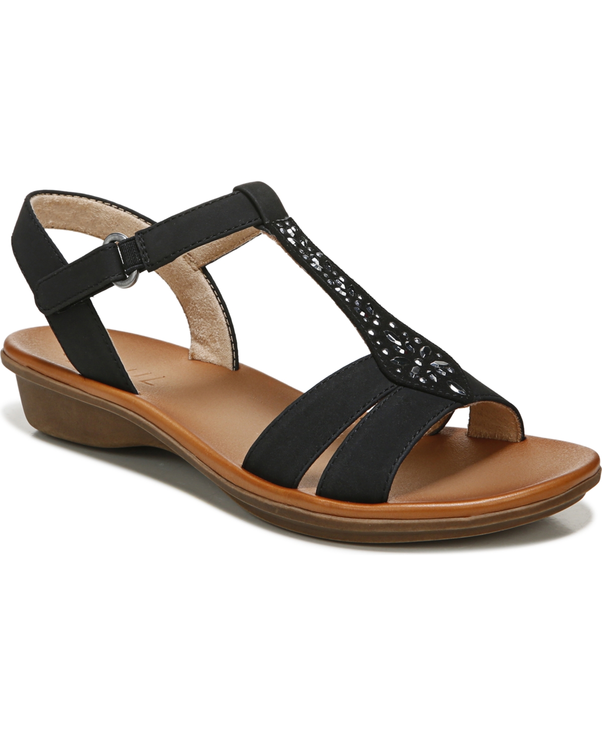 Soul Naturalizer Summer Ankle Strap Sandals Women's Shoes In Black Faux Leather