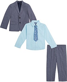Little Boys Crosshatch Suit Set, 4 Piece