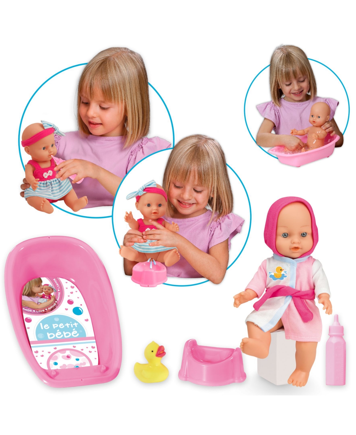 Shop Flat River Group Loko Toys Le Petite Baby Doll Bath Time And Potty Play Set, 5 Piece In Multi
