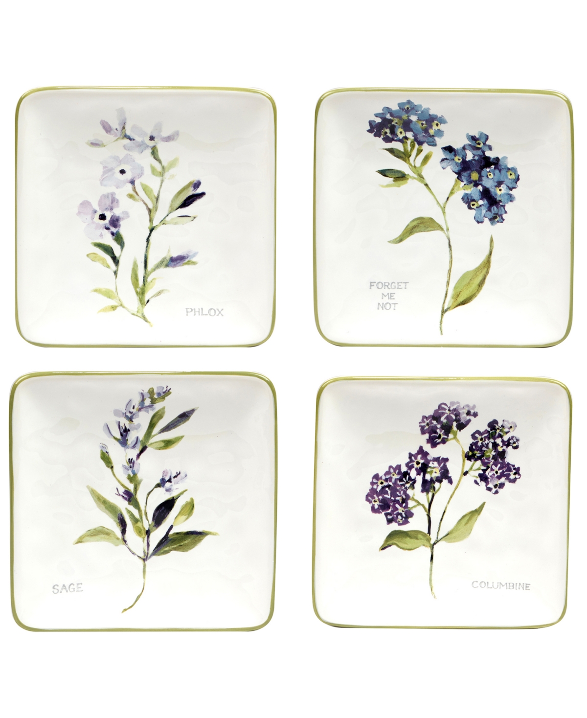 UPC 730384480302 product image for Certified International Fresh Herbs Canape Plates, Set of 4 | upcitemdb.com