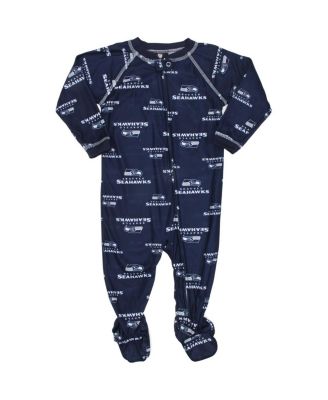 Boys and Girls Infant Seattle Seahawks Piped Raglan Full Zip Coverall - College Navy